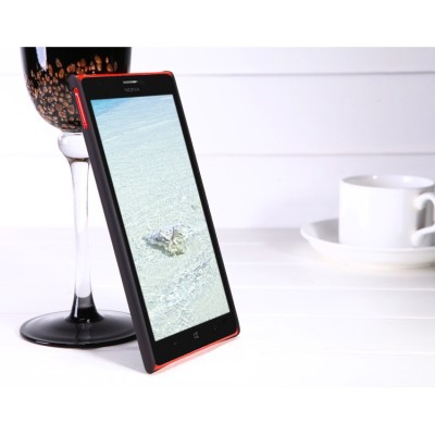 Nokia Lumia 1520 Nillkin Frosted Shield melns plastmasas futrālis + ekrāna aizsargplēve / Vacins.lv