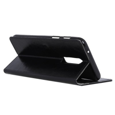 OnePlus 6 (Six) atverčiamas juodas odinis dėklas, knygutė - piniginė / Priedai.lt