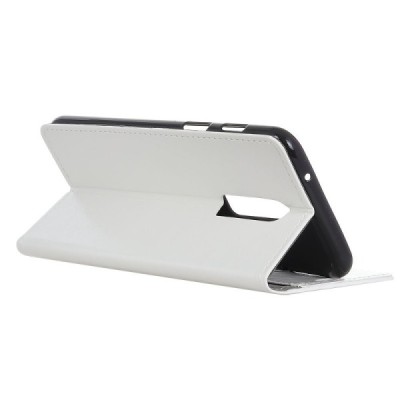 OnePlus 6 (Six) atvēramais ādas balts maciņš, grāmata (maks) / Vacins.lv