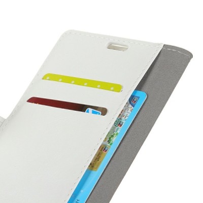 OnePlus 6 (Six) atvēramais ādas balts maciņš, grāmata (maks) / Vacins.lv