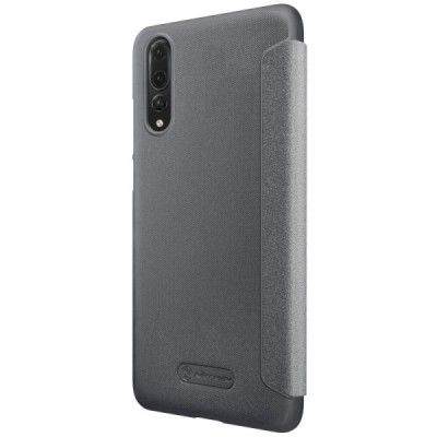 Huawei P20 Pro pilkas odinis atverčiamas Nillkin Sparkle dėklas - knygutė / Priedai.lt