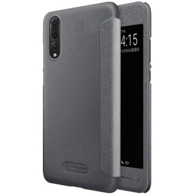 Huawei P20 Pro pilkas odinis atverčiamas Nillkin Sparkle dėklas - knygutė / Priedai.lt