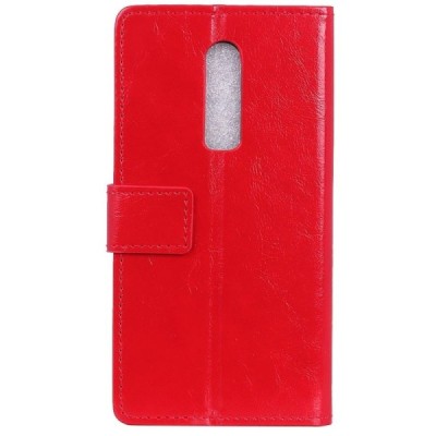 OnePlus 6 (Six) atvēramais ādas sarkans maciņš, grāmata (maks) / Vacins.lv