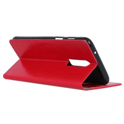 OnePlus 6 (Six) atvēramais ādas sarkans maciņš, grāmata (maks) / Vacins.lv