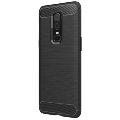 OnePlus 6 (Six) „Carbon“ kieto silikono TPU juodas dėklas - nugarėlė / Priedai.lt