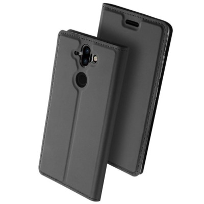 „Dux Ducis“ Skin serijos Nokia 8 Sirocco (Nokia 9) juodas odinis atverčiamas dėklas / Priedai.lt
