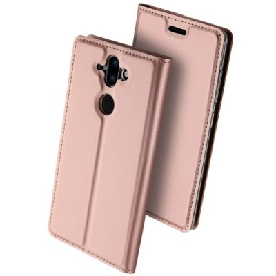 Nokia 8 Sirocco (Nokia 9) „Dux Ducis“ Skin sērijas rozs ādas atvērams maciņš / Vacins.lv