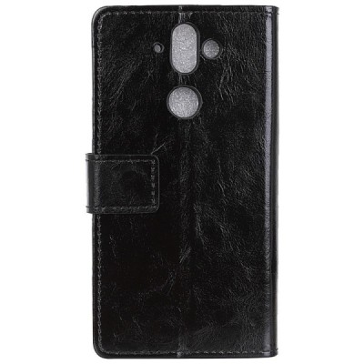Nokia 8 Sirocco (Nokia 9) atvēramais ādas melns maciņš, grāmata (maks) / Vacins.lv