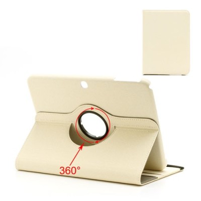 Samsung Galaxy Tab 3 10.1 P5200 (P5210) atvēramais smilšu krāsā ādas futrālis, grozās 360° grādu apjomā / Vacins.lv