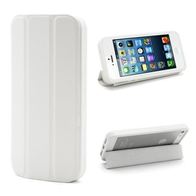 Atverčiamas baltas rėmelis (bamperis) Apple iPhone SE (5, 5s) su smart cover funkcija / Priedai.lt