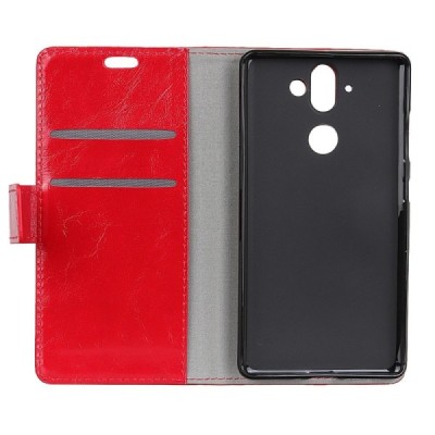 Nokia 8 Sirocco (Nokia 9) atvēramais ādas sarkans maciņš, grāmata (maks) / Vacins.lv