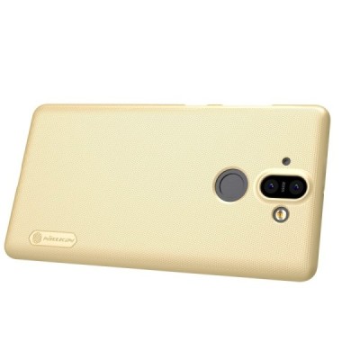 Nillkin Frosted Shield Nokia 8 Sirocco (Nokia 9) zelta plastmasas futrālis + ekrāna aizsargplēve / Vacins.lv