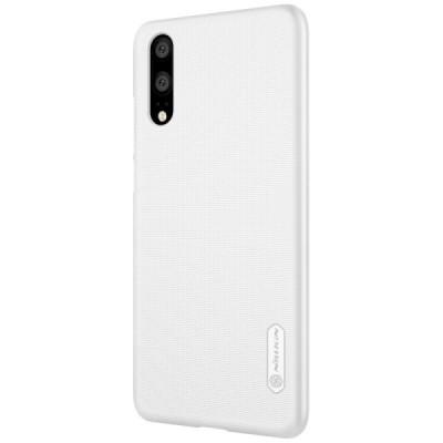 Nillkin Frosted Shield Huawei P20 balts plastmasas futrālis + ekrāna aizsargplēve / Vacins.lv