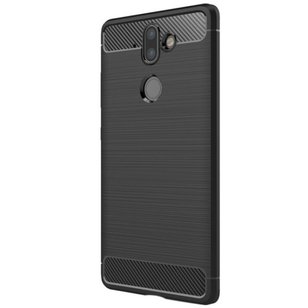 „Carbon“ cieta silikona (TPU) apvalks - melns (Nokia 8 Sirocco)