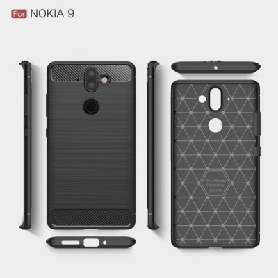 Nokia 8 Sirocco (Nokia 9) „Carbon“ cieta silikona (TPU) melns apvalks / vacins.lv