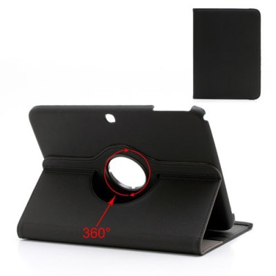 Samsung Galaxy Tab 3 10.1 P5200 atvēramais melns ādas futrālis, grozās 360° grādu apjomā / Vacins.lv