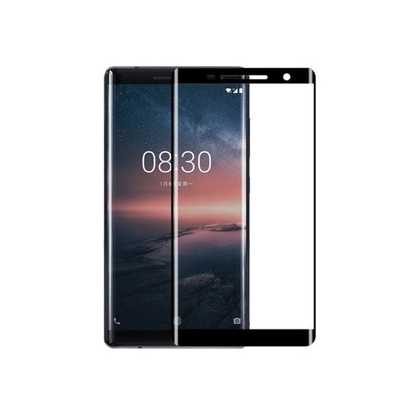 „Calans“ Tempered Glass pilnai dengiantis apsauginis ekrano stiklas 0.2 mm - juodas (Nokia 8 Sirocco)