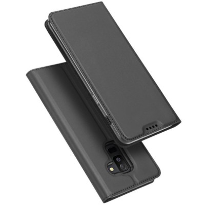 „Dux Ducis“ Skin serijos Samsung Galaxy A6+ 2018 juodas odinis atverčiamas dėklas / Priedai.lt