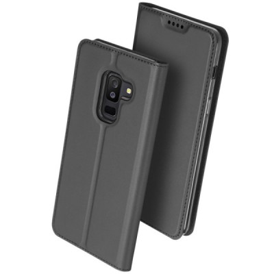 „Dux Ducis“ Skin serijos Samsung Galaxy A6+ 2018 juodas odinis atverčiamas dėklas / Priedai.lt