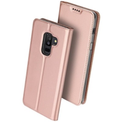 Samsung Galaxy A6+ 2018 „Dux Ducis“ Skin sērijas rozs ādas atvērams maciņš / Vacins.lv