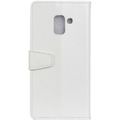 Samsung Galaxy A6+ 2018 atverčiamas baltas odinis dėklas, knygutė - piniginė / Priedai.lt