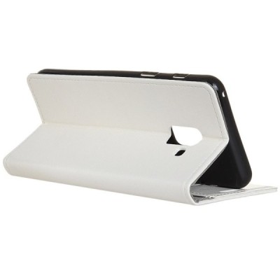 Samsung Galaxy A6+ 2018 atverčiamas baltas odinis dėklas, knygutė - piniginė / Priedai.lt