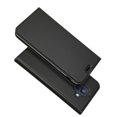 Samsung Galaxy A6 2018 (A600F) „Dux Ducis“ Skin sērijas melns ādas atvērams maciņš / Vacins.lv