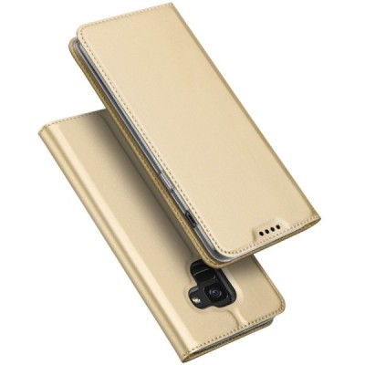 Samsung Galaxy A6 2018 (A600F) „Dux Ducis“ Skin sērijas zelta ādas atvērams maciņš / Vacins.lv
