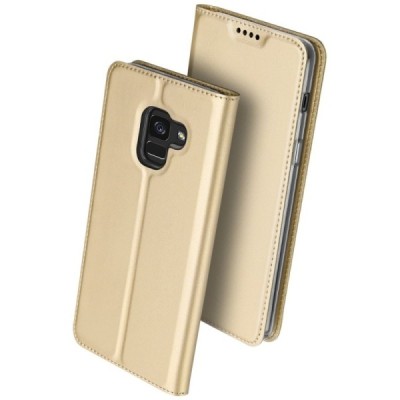 Samsung Galaxy A6 2018 (A600F) „Dux Ducis“ Skin sērijas zelta ādas atvērams maciņš / Vacins.lv
