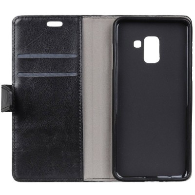 Samsung Galaxy A6 2018 (A600F) atvēramais ādas melns maciņš, grāmata (maks) / Vacins.lv