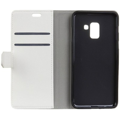 Samsung Galaxy A6 2018 (A600F) atverčiamas baltas odinis dėklas, knygutė - piniginė / Priedai.lt