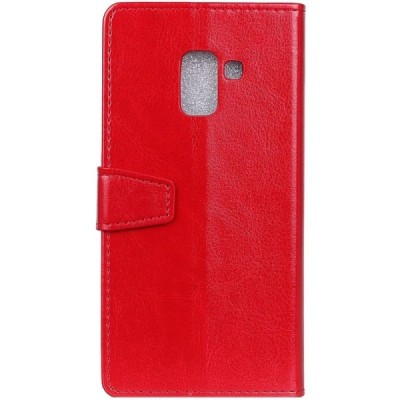 Samsung Galaxy A6 2018 (A600F) atverčiamas raudonas odinis dėklas, knygutė - piniginė / Priedai.lt