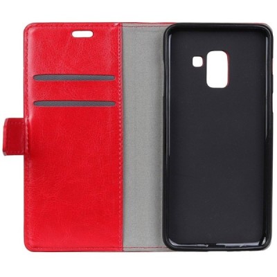 Samsung Galaxy A6 2018 (A600F) atverčiamas raudonas odinis dėklas, knygutė - piniginė / Priedai.lt