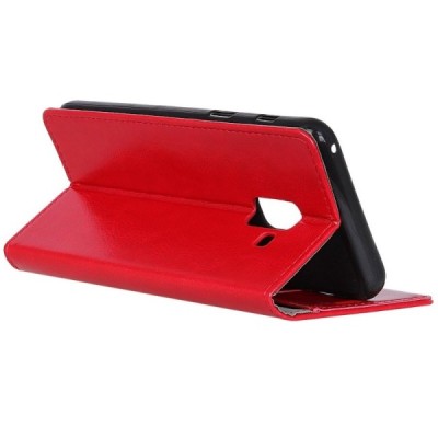 Samsung Galaxy A6 2018 (A600F) atverčiamas raudonas odinis dėklas, knygutė - piniginė / Priedai.lt