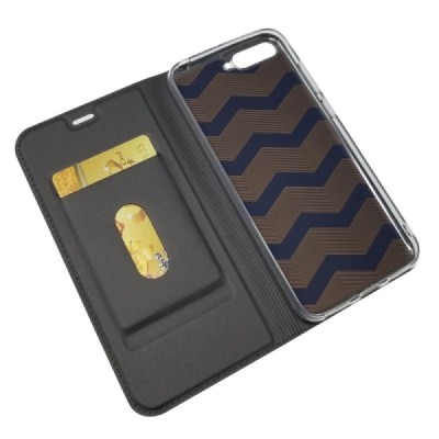 „Dux Ducis“ Skin serijos Huawei Y6 2018 (Honor 7A) pilkas odinis atverčiamas dėklas / Priedai.lt