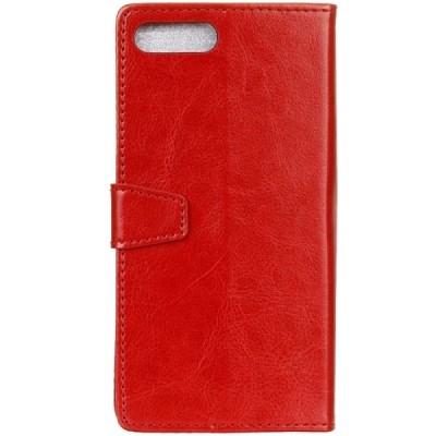 Huawei Y6 2018 (Honor 7A) atverčiamas raudonas odinis dėklas, knygutė - piniginė / Priedai.lt