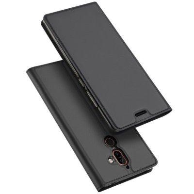 Nokia 7 Plus „Dux Ducis“ Skin sērijas melns ādas atvērams maciņš / Vacins.lv