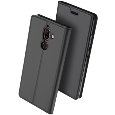 Nokia 7 Plus „Dux Ducis“ Skin sērijas melns ādas atvērams maciņš / Vacins.lv