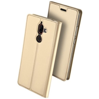Nokia 7 Plus „Dux Ducis“ Skin sērijas zelta ādas atvērams maciņš / Vacins.lv