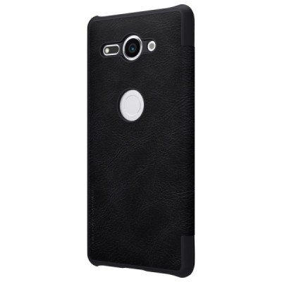 Greznais „Nillkin“ Qin sērijas ādas atvērams melns Sony Xperia XZ2 Compact maciņš / Vacins.lv