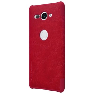 Greznais „Nillkin“ Qin sērijas ādas atvērams sarkans Sony Xperia XZ2 Compact maciņš / Vacins.lv