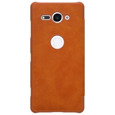 Greznais „Nillkin“ Qin sērijas ādas atvērams brūns Sony Xperia XZ2 Compact maciņš / Vacins.lv