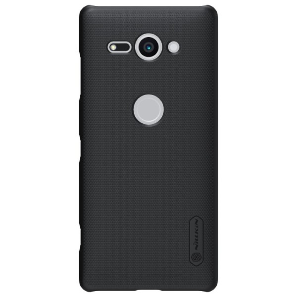 „Nillkin“ Frosted Shield dėklas - juodas + apsauginė ekrano plėvelė (Xperia XZ2 Compact)