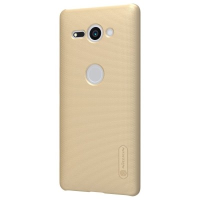 Nillkin Frosted Shield Sony Xperia XZ2 Compact auksinis plastikinis dėklas + apsauginė ekrano plėvelė / Priedai.lt