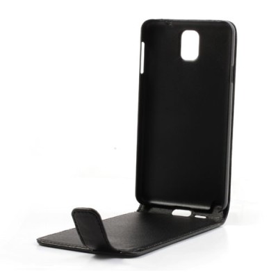 Klasikinis atverčiamas juodas odinis Samsung Galaxy Note 3 N9005 dėklas / Priedai.lt