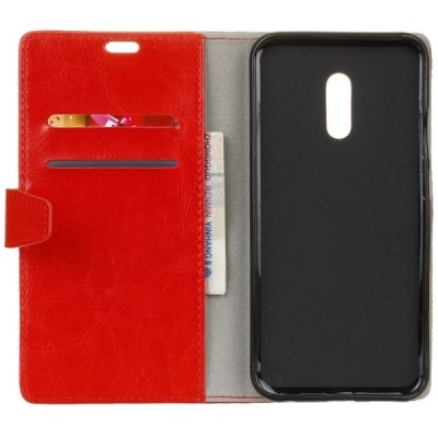 Xiaomi Redmi 5 atvēramais ādas sarkans maciņš, grāmata (maks) / Vacins.lv