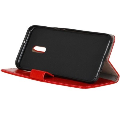 Xiaomi Redmi 5 atvēramais ādas sarkans maciņš, grāmata (maks) / Vacins.lv