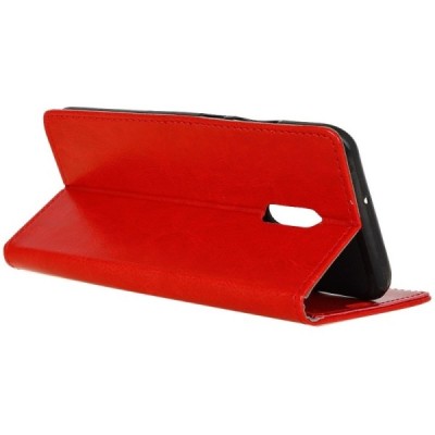 Xiaomi Redmi 5 atvēramais ādas sarkans maciņš, grāmata (maks) / Vacins.lv