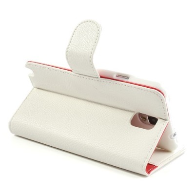 Odinis atverčiamas baltas Samsung Galaxy Note 3 dėklas - piniginė / Priedai.lt