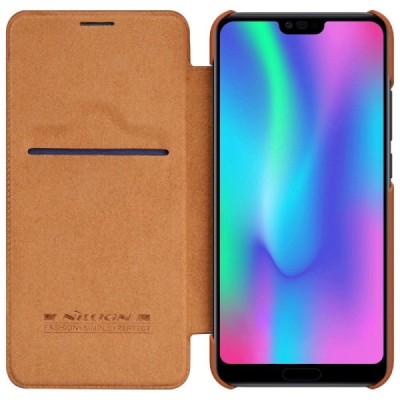 Prabangus „Nillkin“ Qin serijos rudas odinis atverčiamas Huawei Honor 10 dėklas - knygutė / Priedai.lt